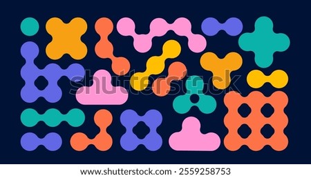 Collection of Brutalist, metaball, morphing abstract geometric shapes and elements. Modern, minimalist contemporary primitive geometric shapes and elements. Vector concept design