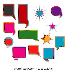 collection of bubble speech quote box template vector design illustration