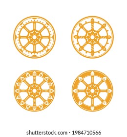 Collection buddhist icon wheel of dharma - Dharmachak.