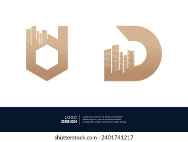 Collection of building architect letter D logo designs.