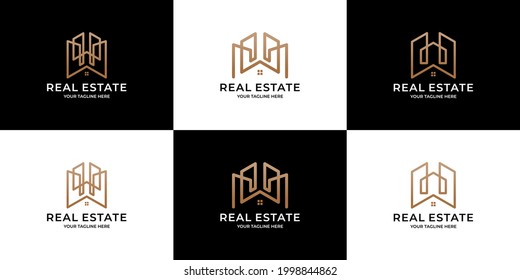 Colección de diseño de logotipo de arquitectura de construcción inmobiliaria.
