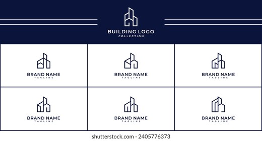 collection of building architecture logo design vector