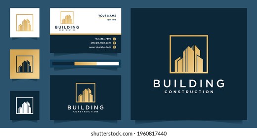 Collection Of Building Architecture, Real Estate Logo, With Modern Concept And Business Card Design Premium Vector