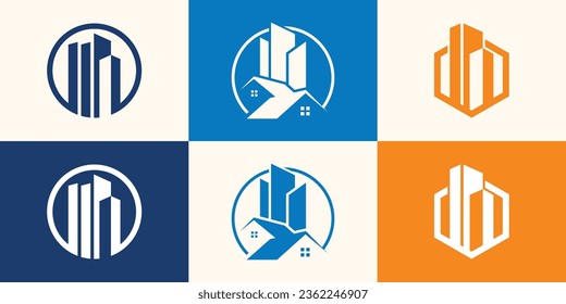collection of building architecture sets Premium Vector