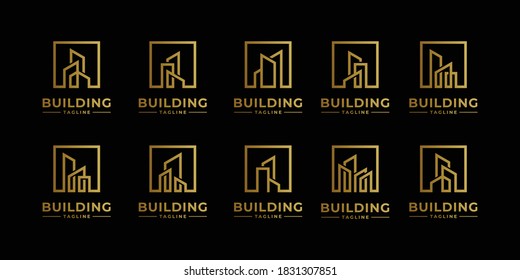 Collection of building architecture sets, real estate logo design symbols