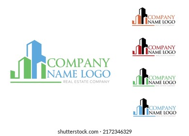 colección de conjuntos de arquitectura de edificios, estilo de arte de la línea de diseño de logotipo inmobiliario. Plantilla de logotipo inmobiliario, apartamento, casa, alquiler, negocio. marca, logotipo, empresa, empresa, limpio, moderno logotipo