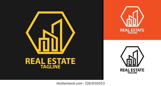 Kollektion von Bauarchitektursets, Logo-Design-Linie Kunststil