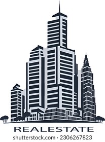 collection of building architecture sets, real estate logo design line art style, vector, no background, real estate logo. 