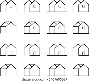 Kollektion von Gebäudearchitektur, Sets, Logo-Design-Linie Kunststil