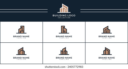 collection of building construction logo designs vector