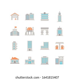 COLLECTION OF BUILDING FLAT ICONS