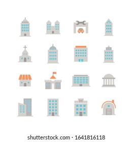 COLLECTION OF BUILDING FLAT ICONS