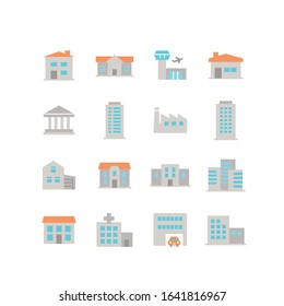 COLLECTION OF BUILDING FLAT ICONS