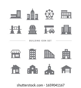 COLLECTION OF BUILDING FLAT ICONS