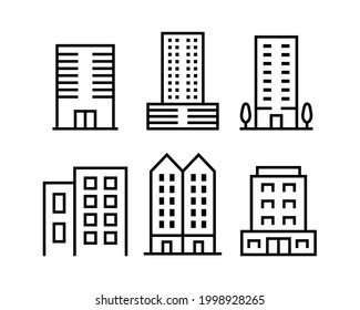 Collection of building icon designs with lines. Vector Illustration