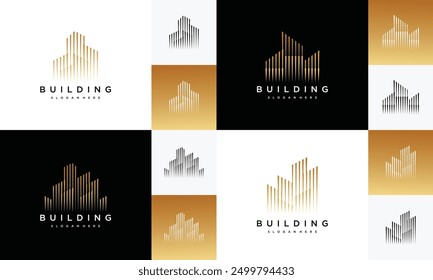 Collection of building logo design inspiration. Real estate building logo design template.	