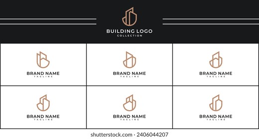 Collection building real estate logo design vector