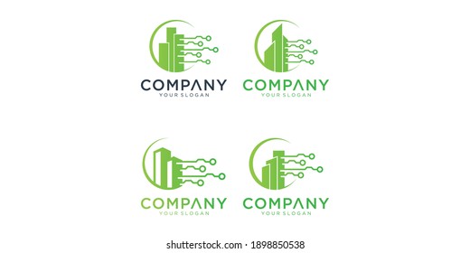 a collection of building tech logo design	