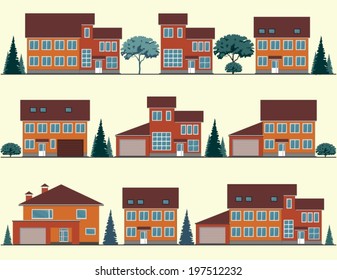 Collection of buildings and houses, vector