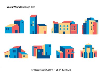 Collection of buildings. Vector illustration 