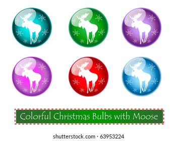 Collection of Bulbs with Reindeer Vector