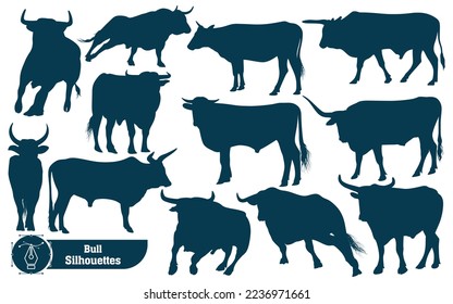 Collection of Bull Silhouette in different poses