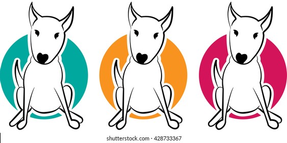 collection of Bull terrier stickers, abstract design, vector illustration