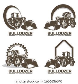 Collection of bulldozer logo design template illustration