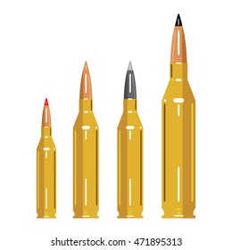 A collection of bullets. Hunting. Vector illustrations in flat style