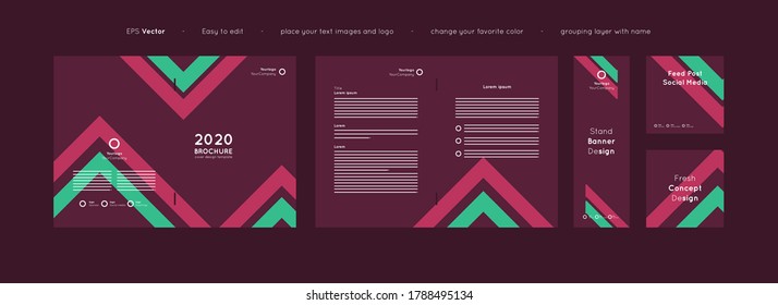 Collection bundle design layouts for various purposes such as leaflets, banners, social media feeds, advertising, company profile and other. Vector EPS