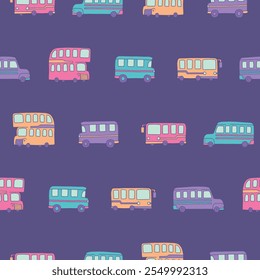 Collection of Bus Vector Seamless Pattern illustration for Print, Wallpaper, Decoration.