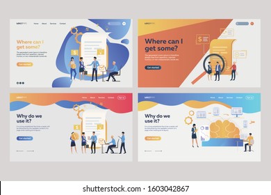 Collection of business analysts working with financial reports. Flat vector illustrations of tiny people near documents. Business concept for banner, website design or landing web page