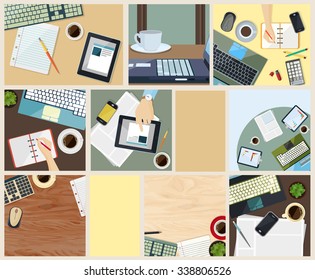 Collection of business backgrounds in flat design
