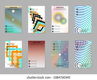 collection of business brochure templates, A4 size covers created with geometric modern patterns,squares, lines, triangles, waves