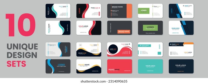 Collection of business card, bundle of business card, set of business cards, visiting card collection with texture, Print ready double sided corporate layout design with mockup