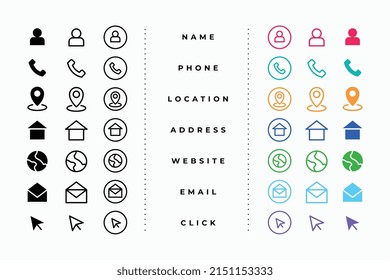collection of business card icons in many styles