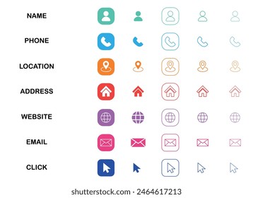 Collection of business card icons in various styles