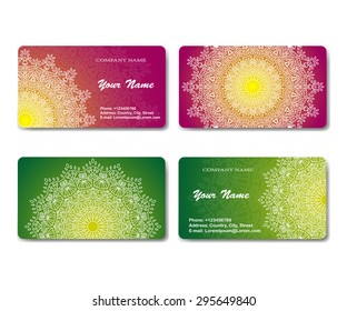 Collection Business card or invitation. Vector background. Vintage decorative elements. 