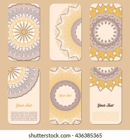 Collection Business card or invitation. Vector background. Vintage decorative elements.East elements.