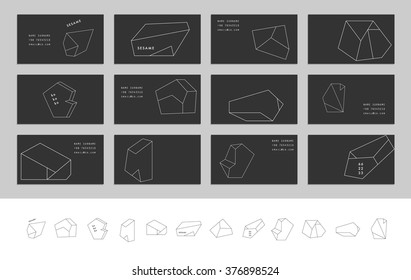 Collection Colored Crystals Geometric Shapes Trendy Stock Vector ...