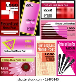 Collection business cards templates. Set red.