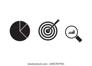 Collection business icon set. Icon flat style for stock vector. Sign finance for logo, stationary, management, report, illustration. 