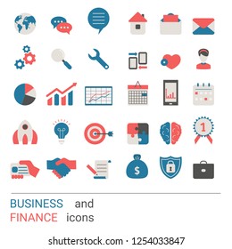 Collection business icons. Business elements to use in web, smart phone application ets. Trendy flat design.