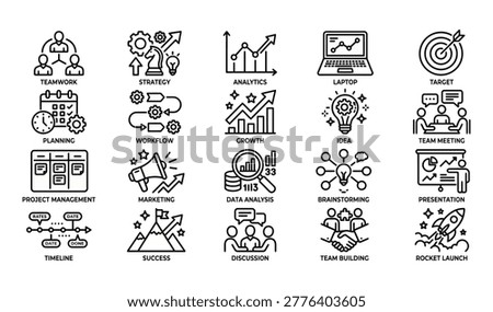 Collection of business icons for strategy