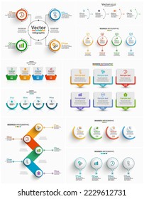 Collection of business infographic  design template with options, steps or processes. Can be used for workflow layout, diagram, number options, web design  