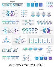 Collection of business infographic design template with options, steps or processes. Can be used for workflow layout, diagram, number options, web design	