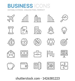 Collection of business line icons. 256x256 Pixel Perfect. Editable stroke