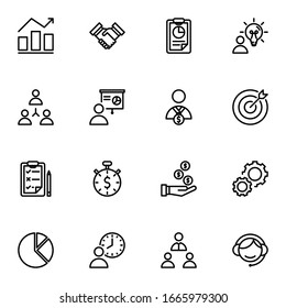 Collection of business line icons illustration vector