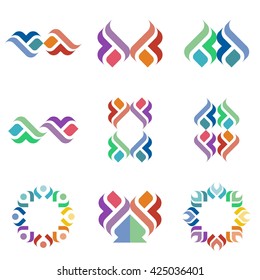 Collection Business Logo Design Creative Abstract Stock Element Icons