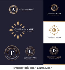 collection of business logos with golden natural elements